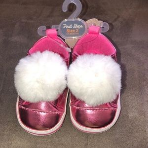 Baby Girl First Steps Pink Puff Sneakers!